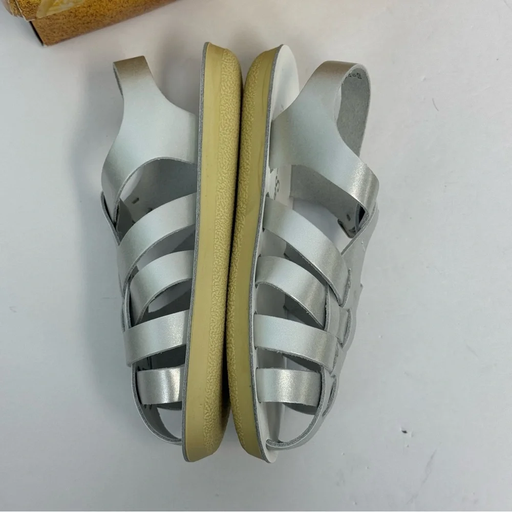 Sun-San Salt Water Silver Sailor Laced Sandals Children's Sz. 13 New‎ In Box